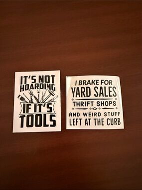 I Brake For Yard Sales and Tools Decals